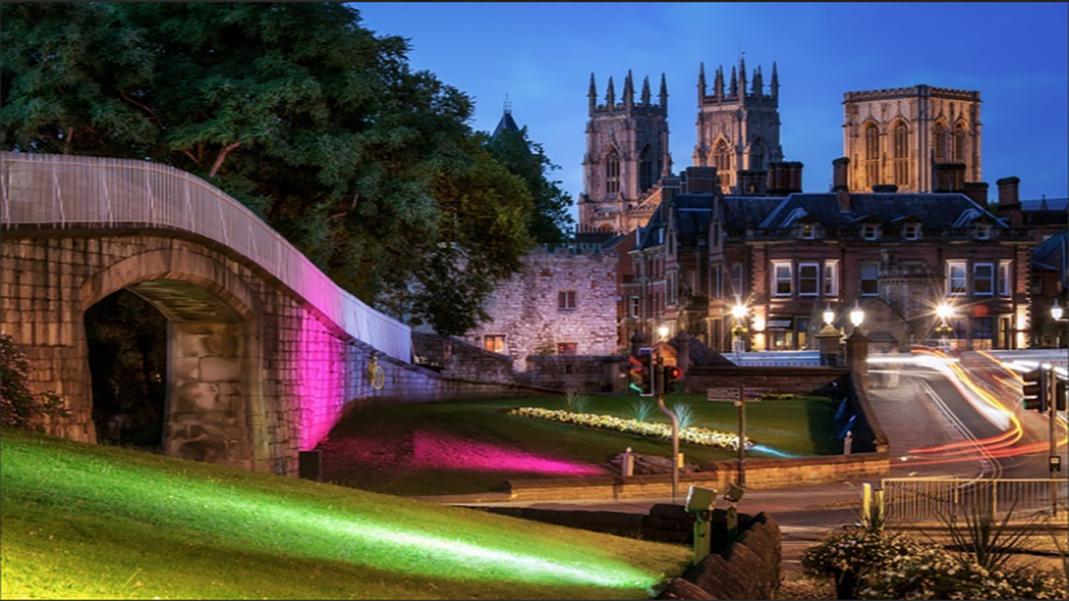 York at Night Minster in background