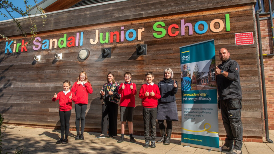 Kirk Sandall school students celebrate the solar panel installation