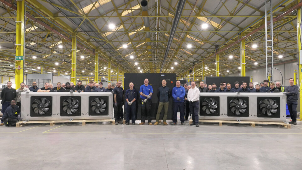 The team with product at the newly opened Airedale by Modine plant in Bradford