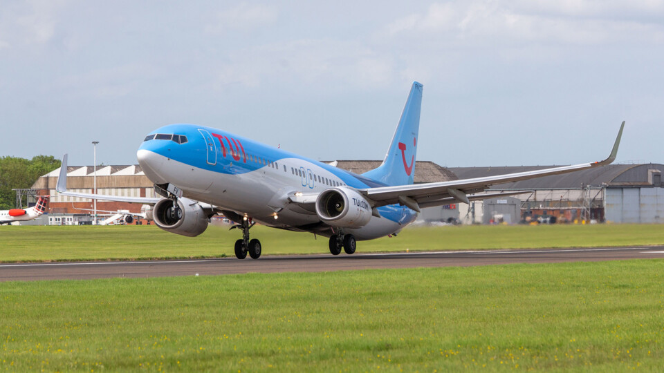 The new TUI flight at Teesside International Airport. Picture © Tom Banks 2022