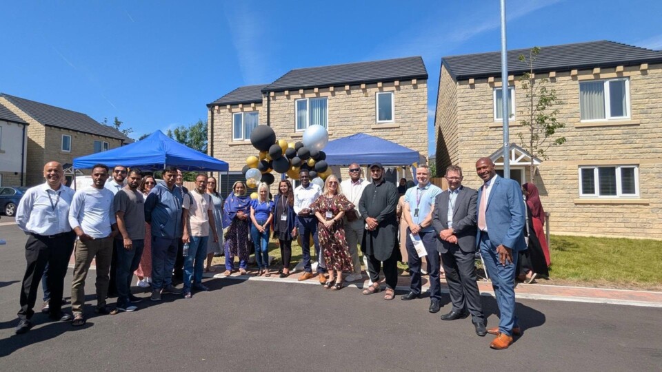 Residents, project partners, board members and staff gather for the official opening of MHA’s £5 million One Meadow affordable homes development in Eccleshill, Bradford