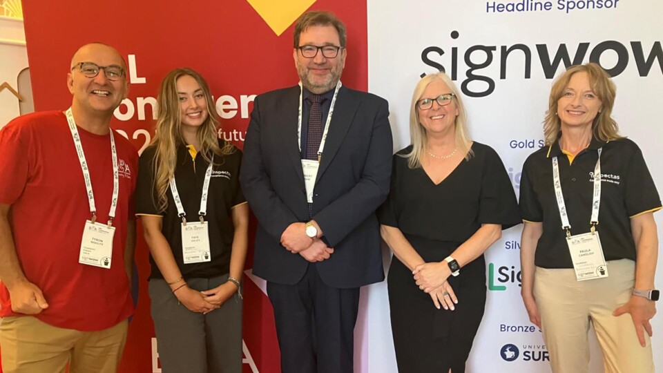 Inspectas Faye Oxley and Paula Candlish with BDA leadership at the BSL conference in Leeds