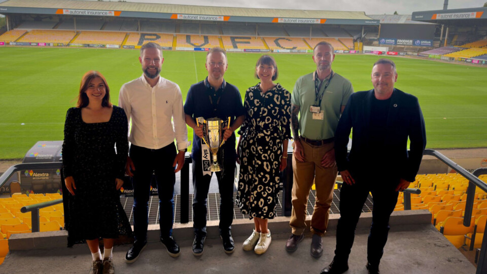 left to right: Abi Lightowler STRI Group, James Podesta STRI Group, Will Turner, Port Vale Football Club, Tina Jessop STRI Group, Neal Morrell, Stoke-on-Trent City Council, Nigel Pye, Stoke-on-Trent City Council. 