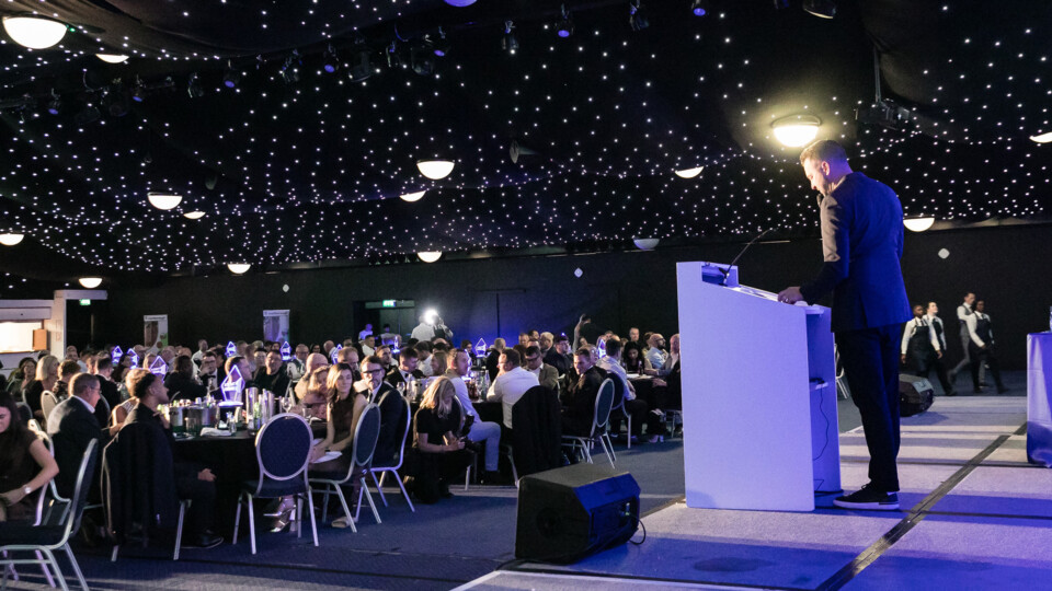 Host Rich Williams addresses guests at the LCB BIG Awards 2025.