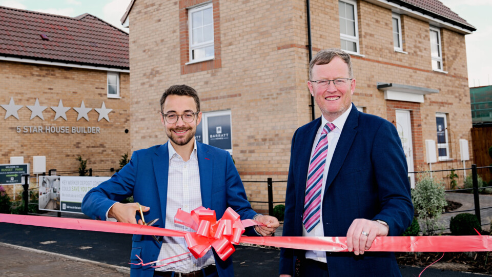Luke Charters MP cutting the ribbon at Russet Park with Managing Director, Daniel Smith