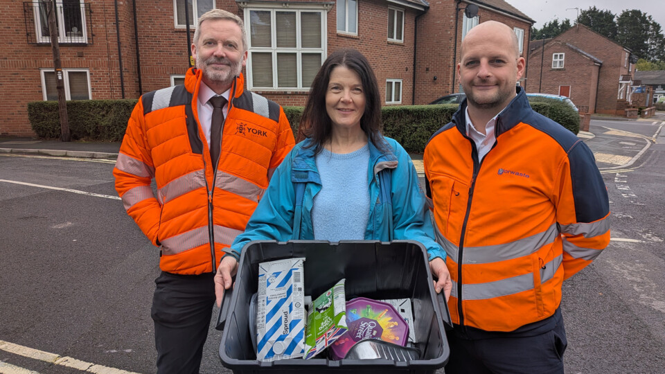 L-E Dave Atkinson, Cllr Jenny Kent and Tom Richards from Yorwaste