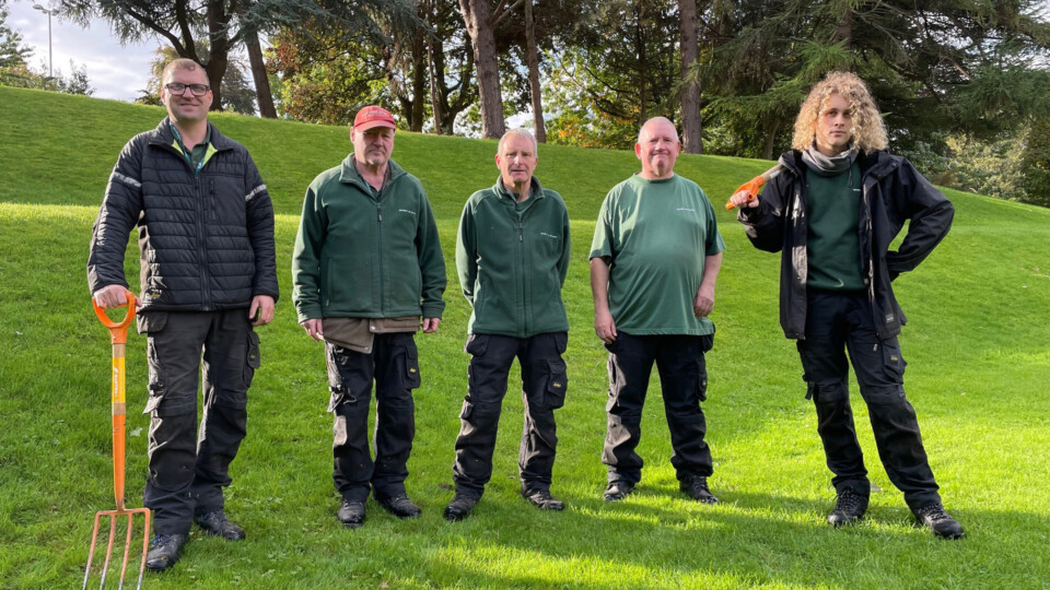 From left, the University of Bradford horticultural team: Simon Padgett, Colin Robinson, Paul Roper, Peter Winn and apprentice Finnley Kaney. Images credit: University of Bradford