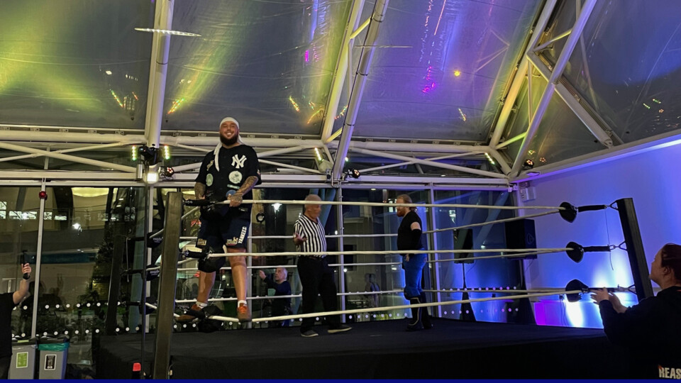 Gaz 'GK' Kelly, of Bradford rap group Bad Boy Chiller Crew, gets ready for his wrestling match. Images credit: University of Bradford 