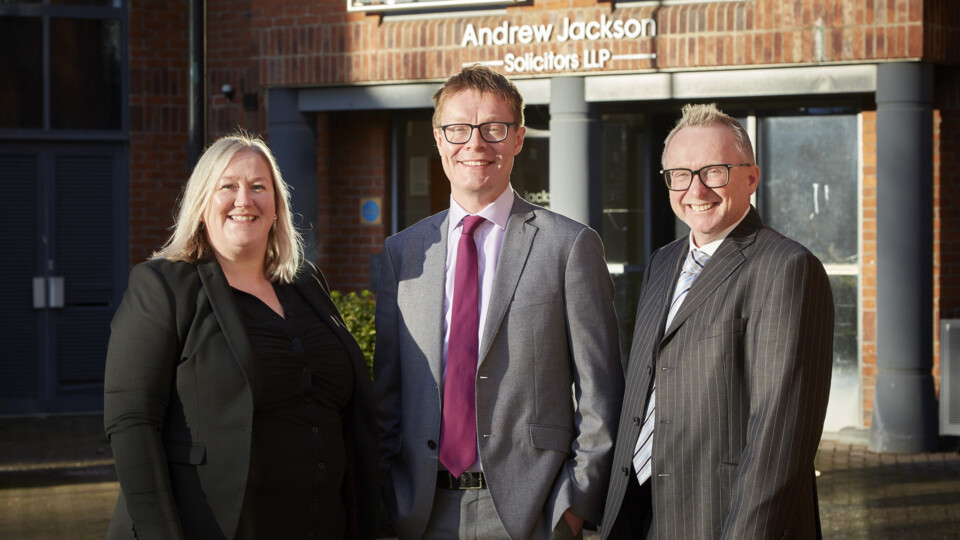 Pictured (l-r): - Katy Hansom, partner, and head of commercial & IP; James Peel, partner; and Andrew Funnell, partner, and head of corporate law at Andrew Jackson Solicitors