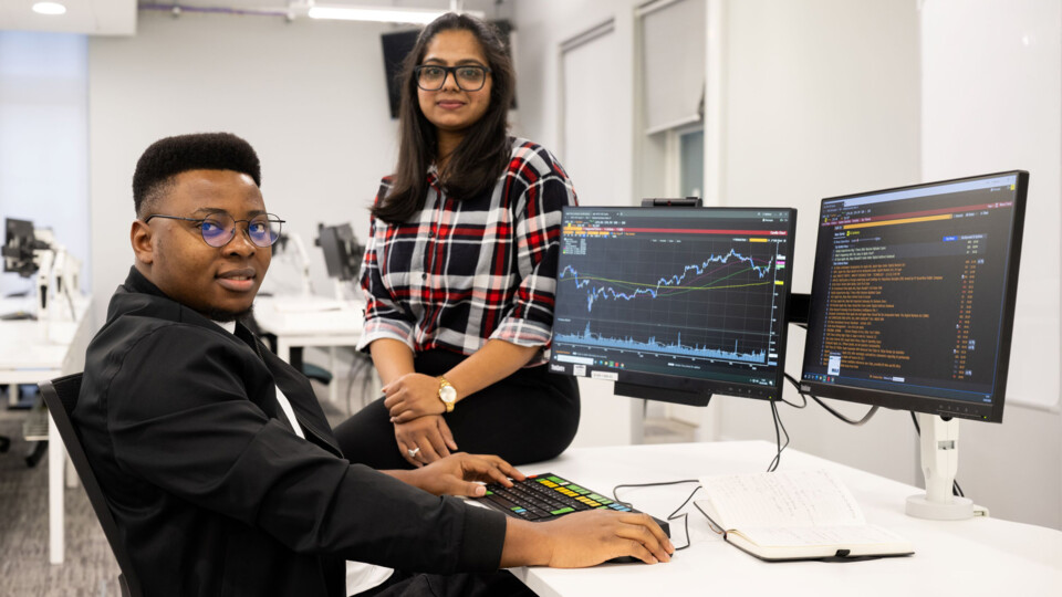 Nathaniel Diamond and Dhruviben Valand are MSc Financial Technology (FinTech) students at the University of Bradford. Images credit: Kiran Metha@KM Images Ltd