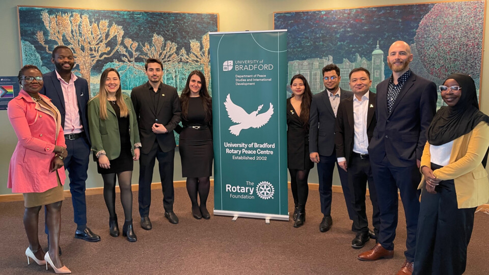 All 10 of this year’s Rotary Peace Fellowship students at the University of Bradford. Images credit: University of Bradford