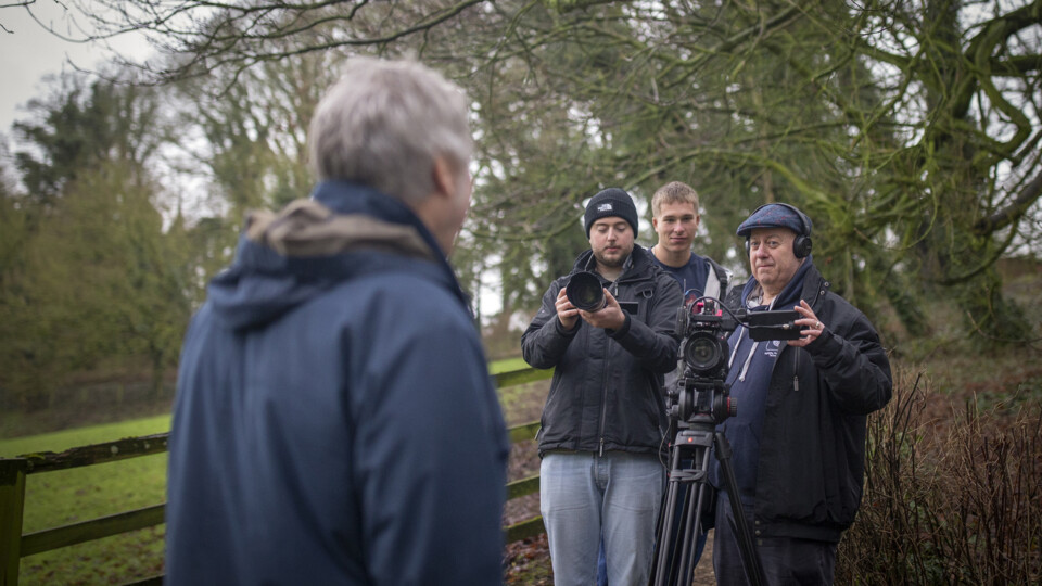The Crew

Left to right: -

Nick Beilby; presenter (back to camera), L to R; George Child; Director of Photography, Jay Brown; 1st Assistant Director and Mick Child; Director.
Photograph by; Daniela Cotognini