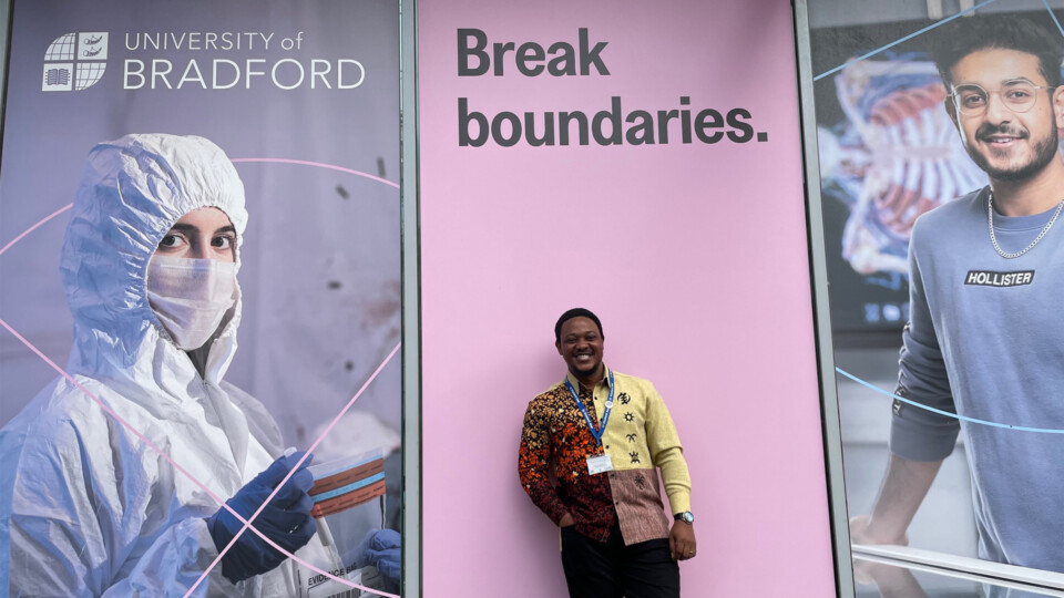 Andrews Adjei is studying MSc Sustainable Development at the University of Bradford as part of the Chevening Scholarship. Image Credits: University of Bradford