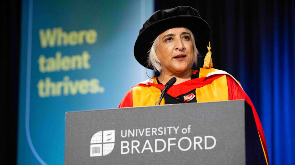 Bradford 2025 Creative Director Shanaz Gulzar MBE, who has been awarded an honorary doctorate by the University of Bradford in recognition of her contribution to culture, public life and the creative industries. Images: KM Images/University of Bradford.