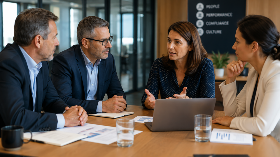 HR Solutions Boardroom Discussion