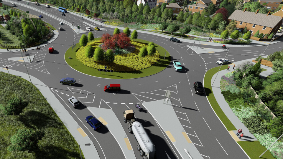 Example of an upgraded roundabout on the A1237